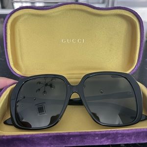 Gucci Black Sunglasses with Purple and Yellow Case